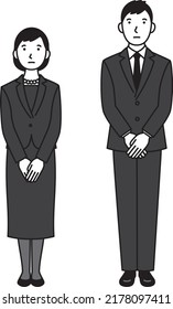 Men and women in mourning dress (whole body)