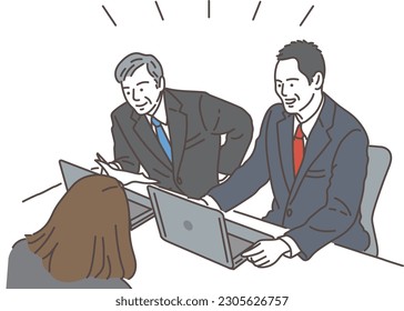 Men and women of multiple businessmen having a meeting
