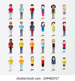Men and Women People In Front Standing View Vector Illustration