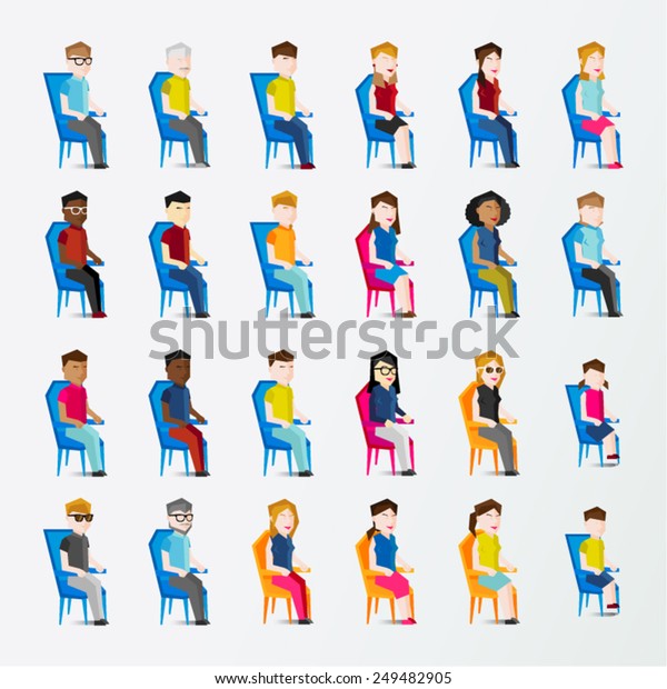Men Women People Side Sitting View Stock Vector (Royalty Free) 249482905
