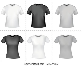 Men and women polo shirts. Photo-realistic vector illustration