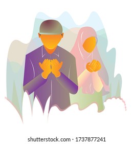 men and women praying vector