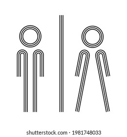 Men and women restroom icon, men and women bathroom with black 3 line sign.Toilet vector icon for any use. Vector illustrator.