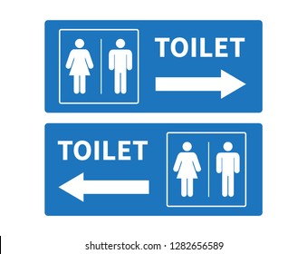 Men And Women Restroom Icon Sign. Toilet Signs Left Arrow And Right Arrow. Vector Illustration