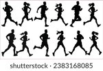 Men and women runners silhouette, Runner silhouette	