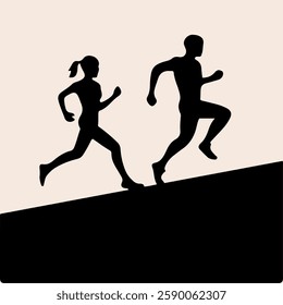 Men and Women Running icon flat vector design.