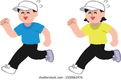 Men and women running with a smile