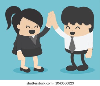 men and women shaking hands. entrepreneurs succeeding