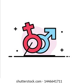 Men, Women, Sign, Gander, Identity  Business Flat Line Filled Icon Vector Banner Template