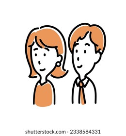 men and women simple line drawing,Vector Illustration