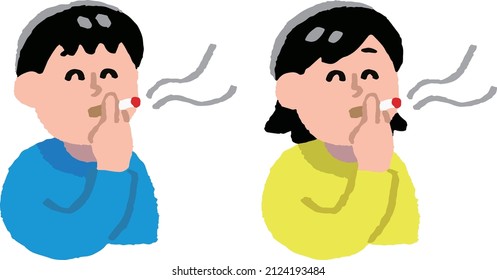 Men and women smoking cigarettes