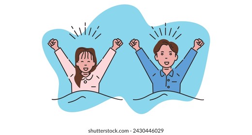 Men and women stretch when they wake up