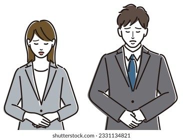 Men and women in suits to apologize