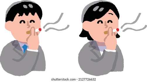 Men and women in suits smoking cigarettes