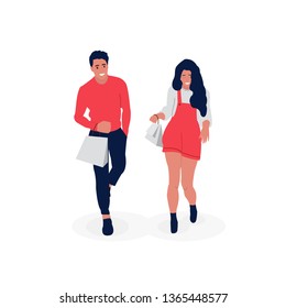 Men and women taking part in sale at store or shop. Shopping concept