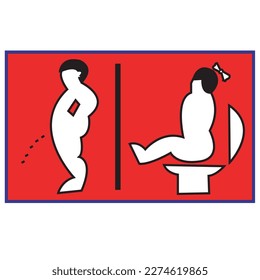 Men and women toilet sign. Funny toilet. Vector illustration. 