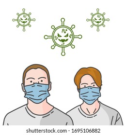 men and women use medical masks to defend against viruses