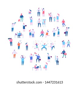 Men and women vector set. Crowd. Different people. Flat vector characters isolated on white background.	
