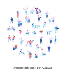 Men and women vector set. Crowd. Different people. Flat vector characters isolated on white background.	
