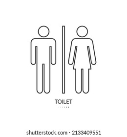 Men and women WC flat vector illustration glyph style black thin line design. Isolated on white background.