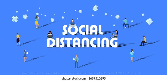 Men and women wear mask contact communicate should have Social distancing, keep distance in public society people to protect from COVID-19 virus outbreak spreading concept.