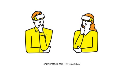 Men and women wearing goggles to experience virtual reality.