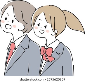 Men and women wearing school uniforms (blazers)