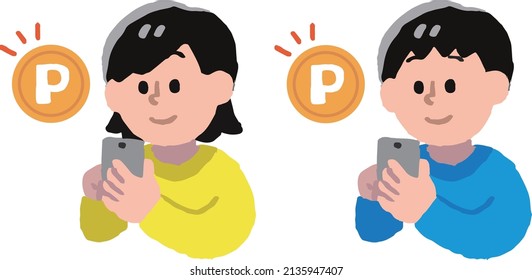 Men and women who collect points on their smartphones