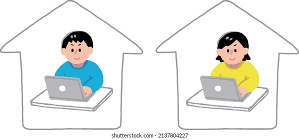 Men and women who operate computers at home