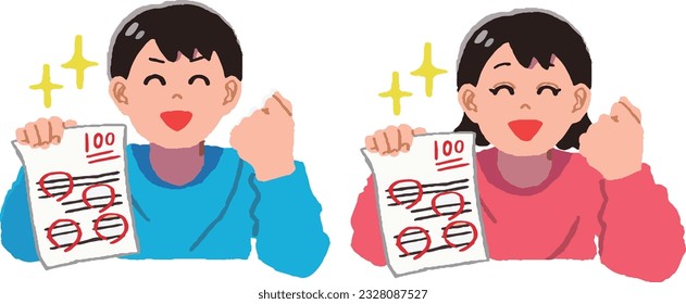 Men and women who score 100 points in a test