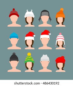 men and women winter warm hats set