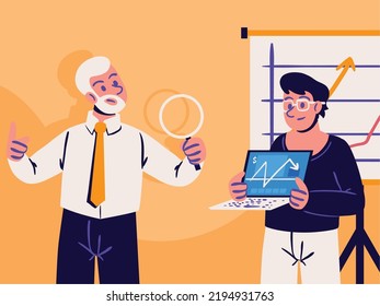 Buchführung und Rechnungsprüfung von Männern im Büro