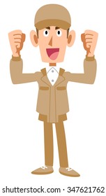 Men of work clothes for the guts pose