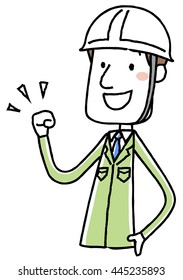 Men of work clothes wearing a helmet: motivation