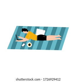 Men work in home with laptop