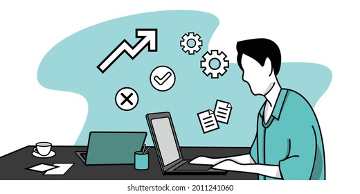 Men Work With a Laptop And Another Object Surrounding