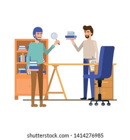 men in the work office with white background