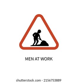  men at work road sign vector icon illustration sign