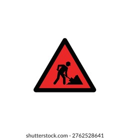 Señal de hombres en el trabajo, símbolo de precaución triangular, en construcción.