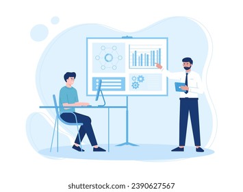 Männer arbeiten als Team-Trendkonzept, flache Illustration