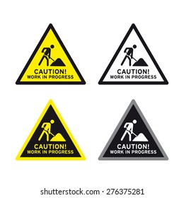 Men at work traffic sign vector set caution work in progress