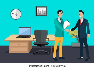 Men Workers Shaking Hands Workers Collaboration Stock Vector (Royalty ...