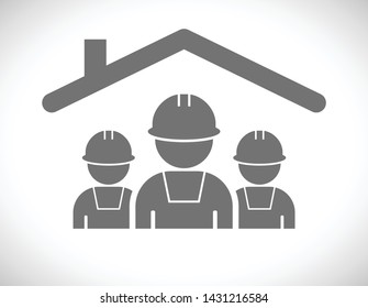 men workers under roof - concept teamwork icon