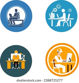 Men workers who are doing different jobs. Illustration presented as a flat style