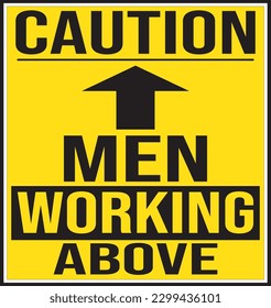 Männer, die über dem Warnschild arbeiten, Vektorgrafik des industriellen Warnzeichens, Vektorgrafik