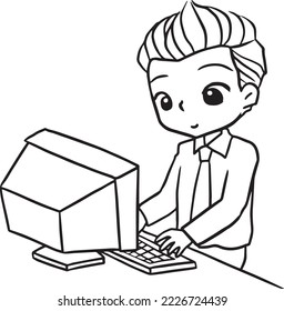 men working cartoon doodle kawaii anime coloring page cute illustration drawing clipart character chibi manga comics