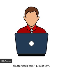 Hombres trabajando en computadoras portátiles. Empresario. El concepto de trabajo de oficina. Ilustración vectorial.