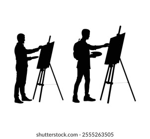  men working on painting vector set