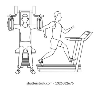 men working out in the gym