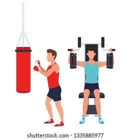 men working out in the gym
